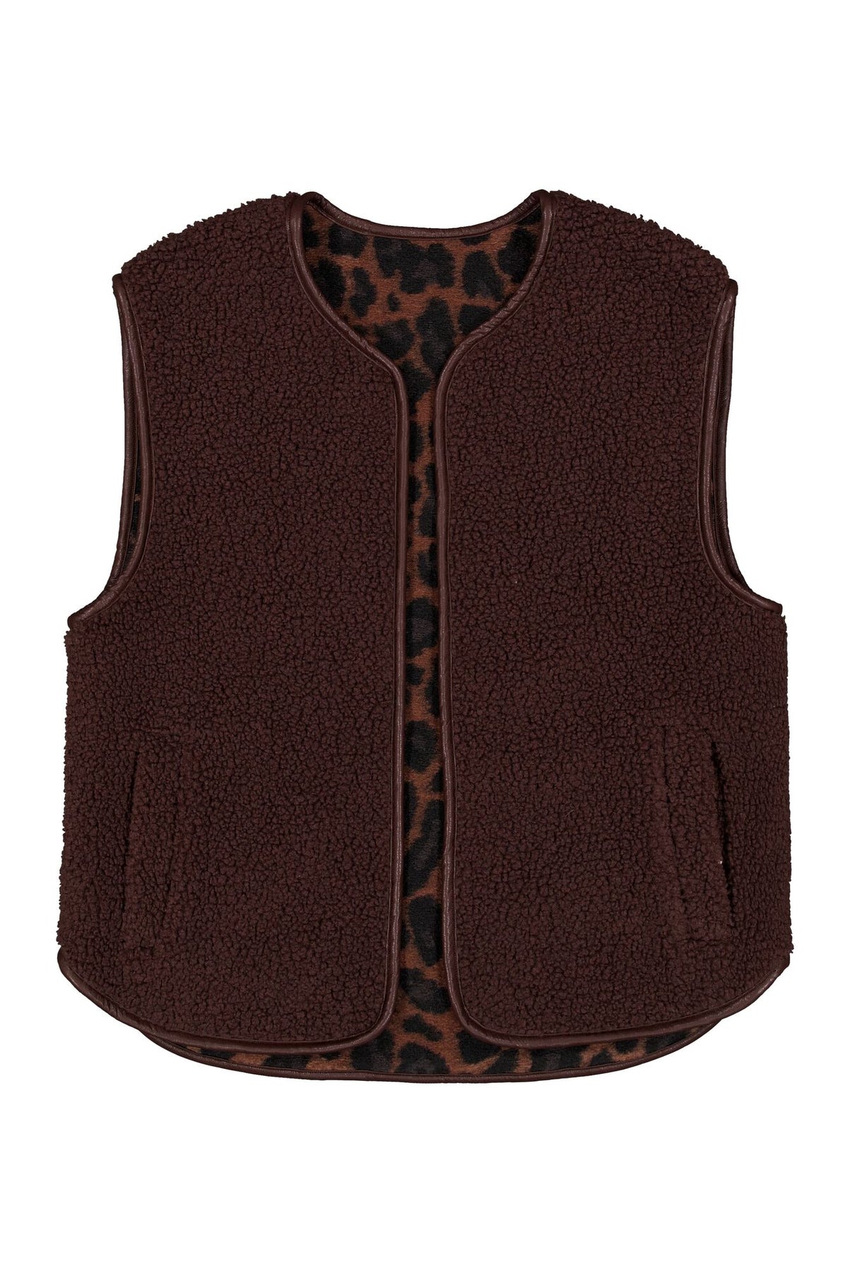 Garcia Hazel Bloom Leopard Print Teddy Fleece Reversible Gilet