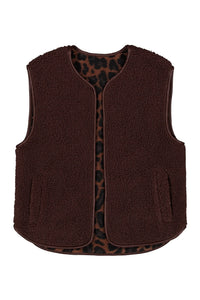 Garcia Hazel Bloom Leopard Print Teddy Fleece Reversible Gilet