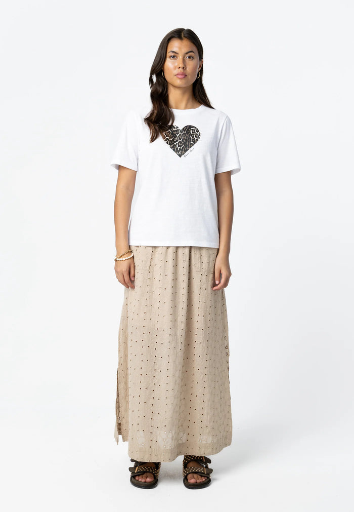 Coster Copenhagen White T-Shirt with Leopard Print Heart