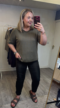 Toxik Highwaisted Boyfriend Khaki Cropped Jeans
