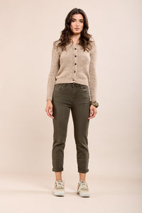 Toxik Highwaisted Boyfriend Khaki Cropped Jeans