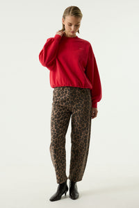 Garcia Chyla HighWaisted Leopard Print Barrel Leg Jeans