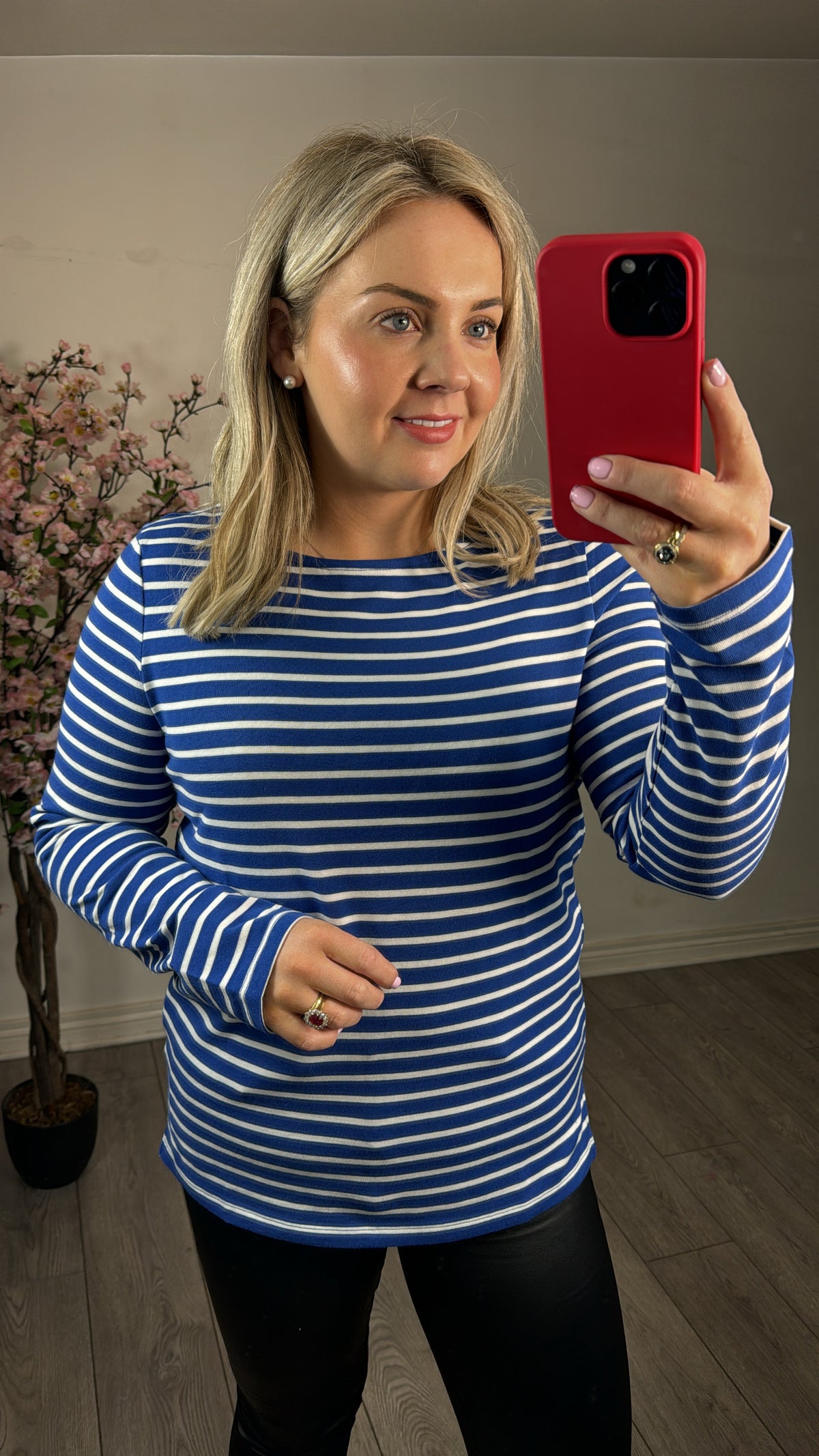 Soaked in Luxury Neo Beaucoup Blue Striped Long Sleeve Top