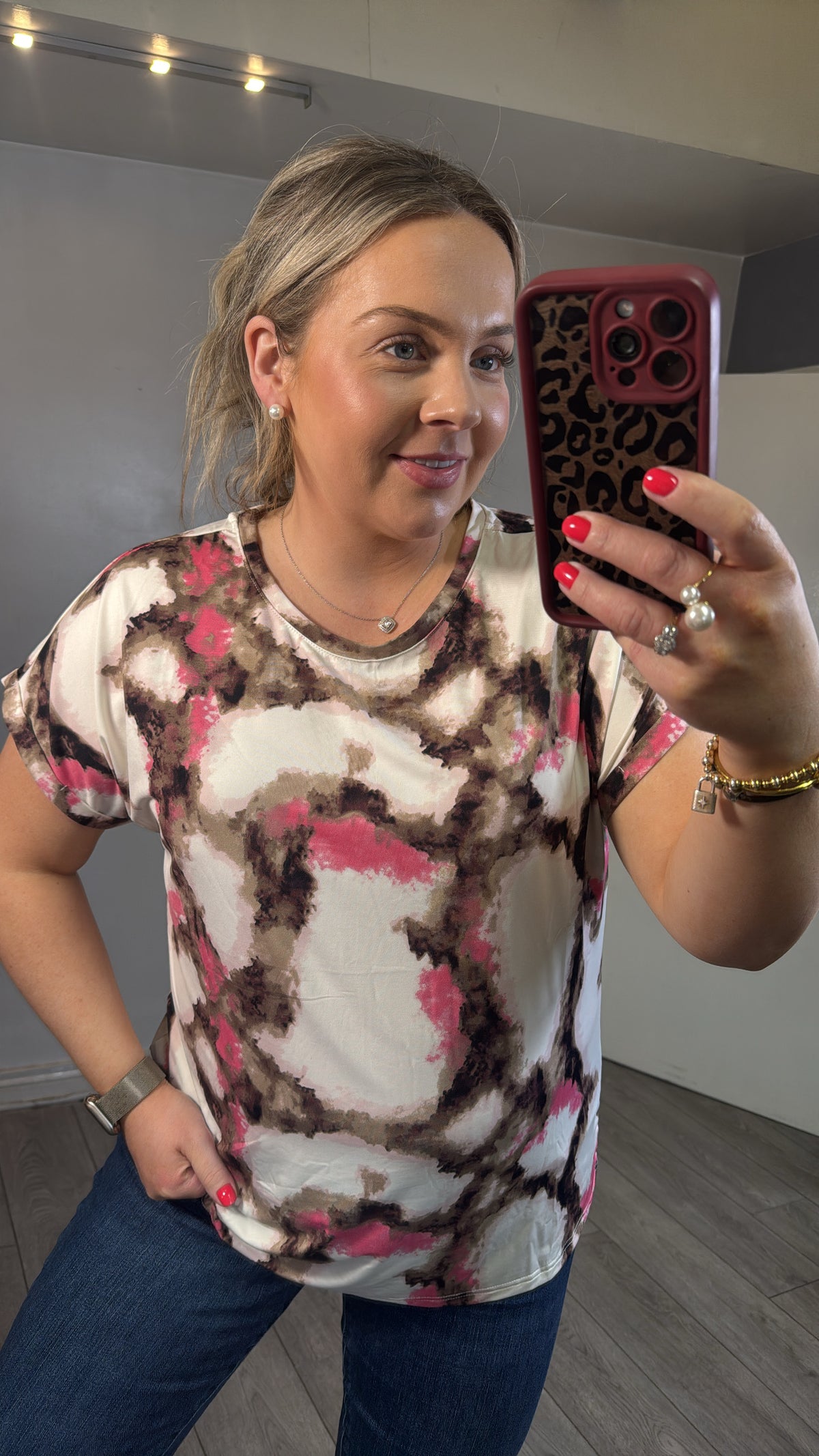 Fransa FrSeen Marble Honeysuckle Pink Printed T-Shirt, 20610634