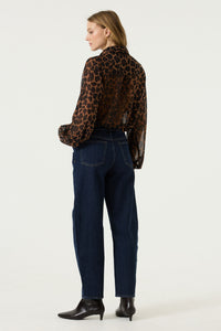 Garcia Hazel Bloom Leopard Tie Neck Shirt