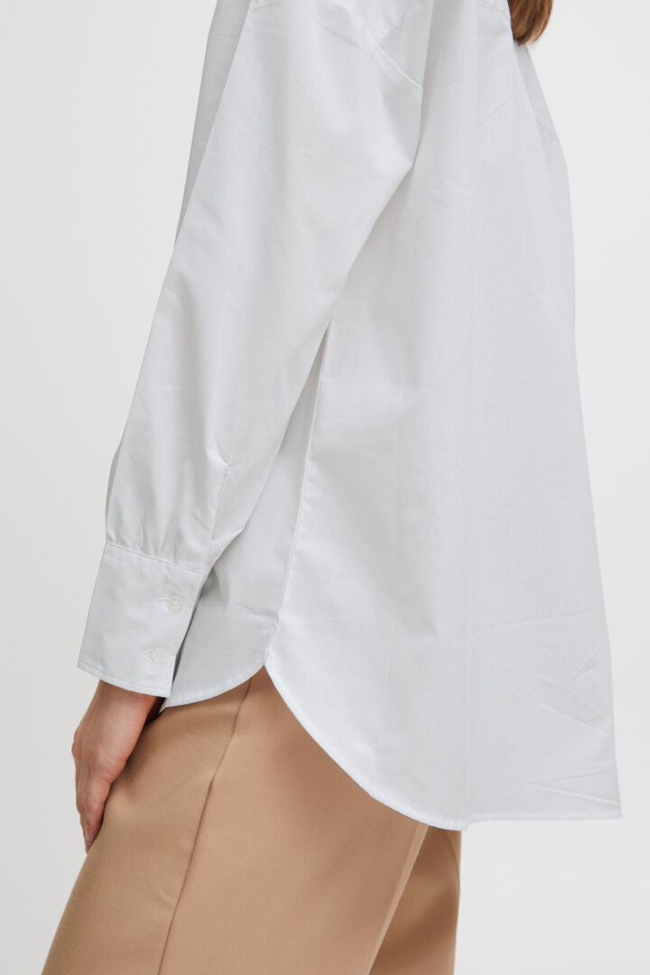 Fransa FrZa White Dipped Hem Oversized Shirt