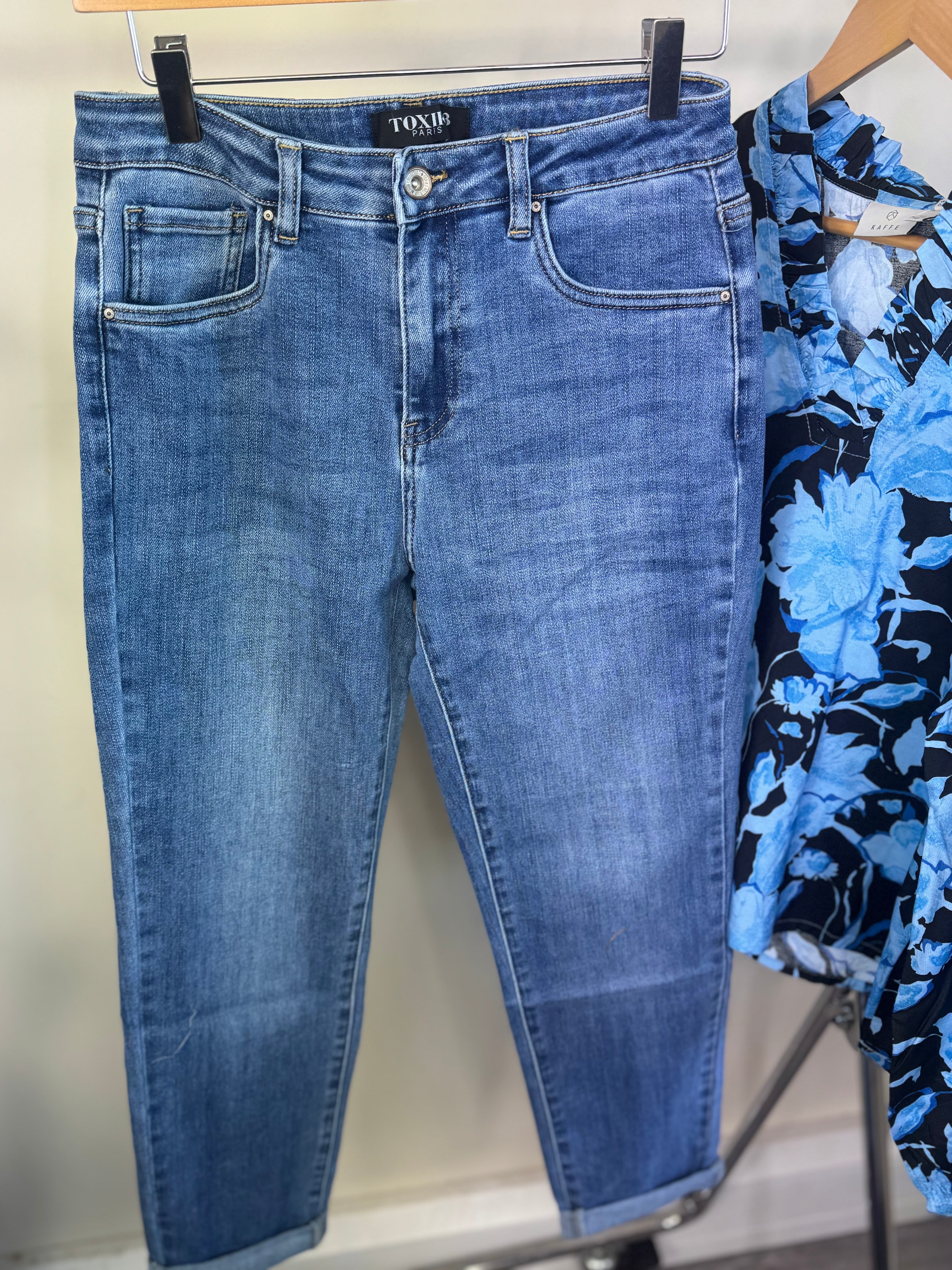 BACK IN STOCK - Toxik Highwaisted Boyfriend Medium Blue Denim