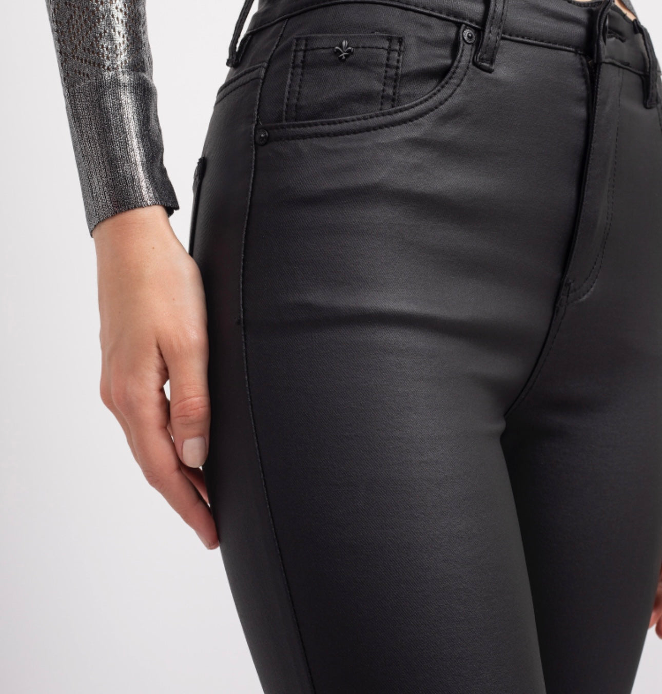 BACK IN STOCK Toxik Black Highwaisted Bum Lift Matte Coated Jeans Ruby 67 Boutique