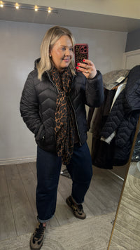 Fransa FrBaPadding Black Puffa Coat with Hood, 20609336