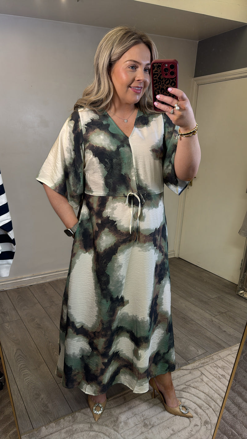 Fransa FrAyla Marble Creme De Menthe Printed V-Neck Maxi Dress