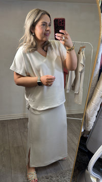 B.Young ByPusti Cream Modal Long Skirt