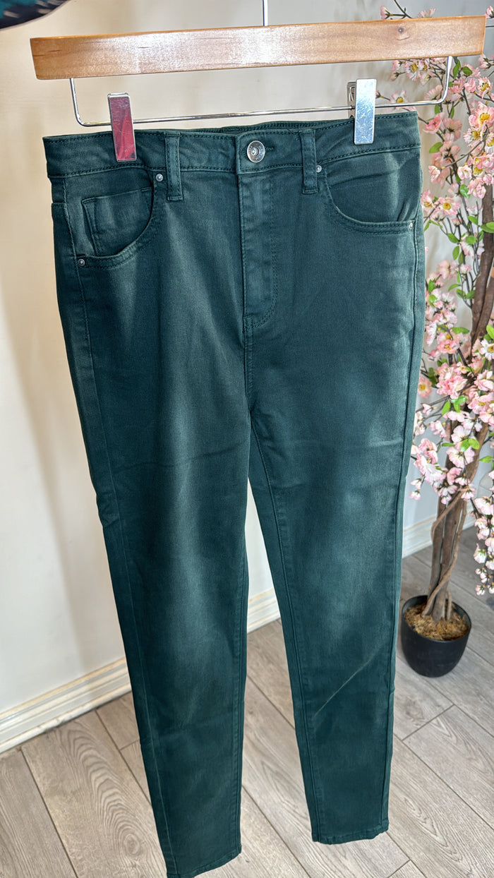 Toxik ORIGINAL Highwaisted Forest Green Bum Lift Skinny Jeans, L185