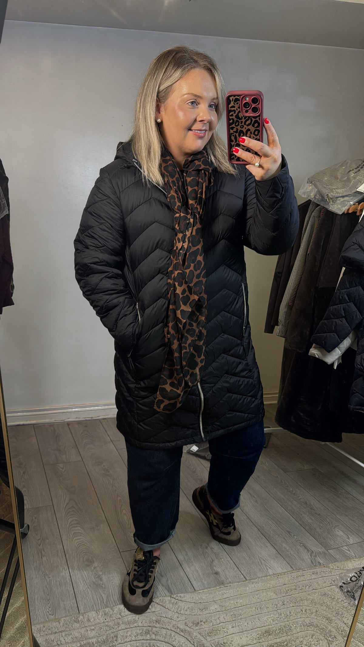 FRANSA FrBaPadding Knee Length Black Puffa Coat with Hood, 20615709