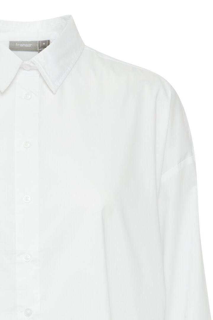 Fransa FrZa White Dipped Hem Oversized Shirt