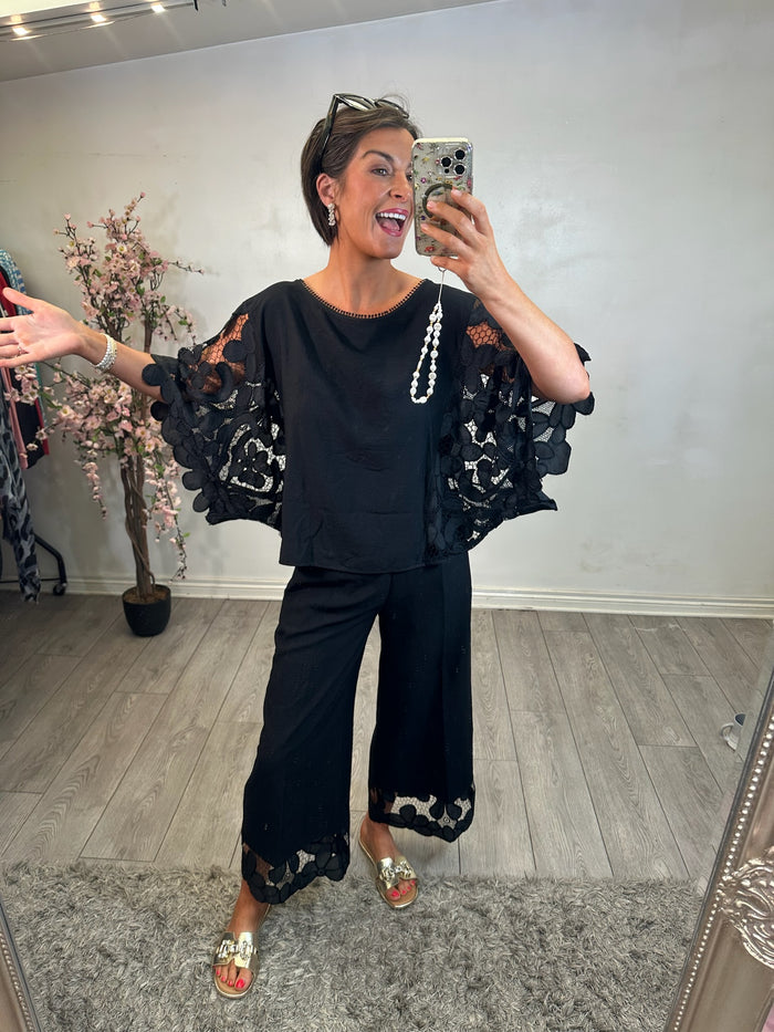 Access Fashion Black Lace Top