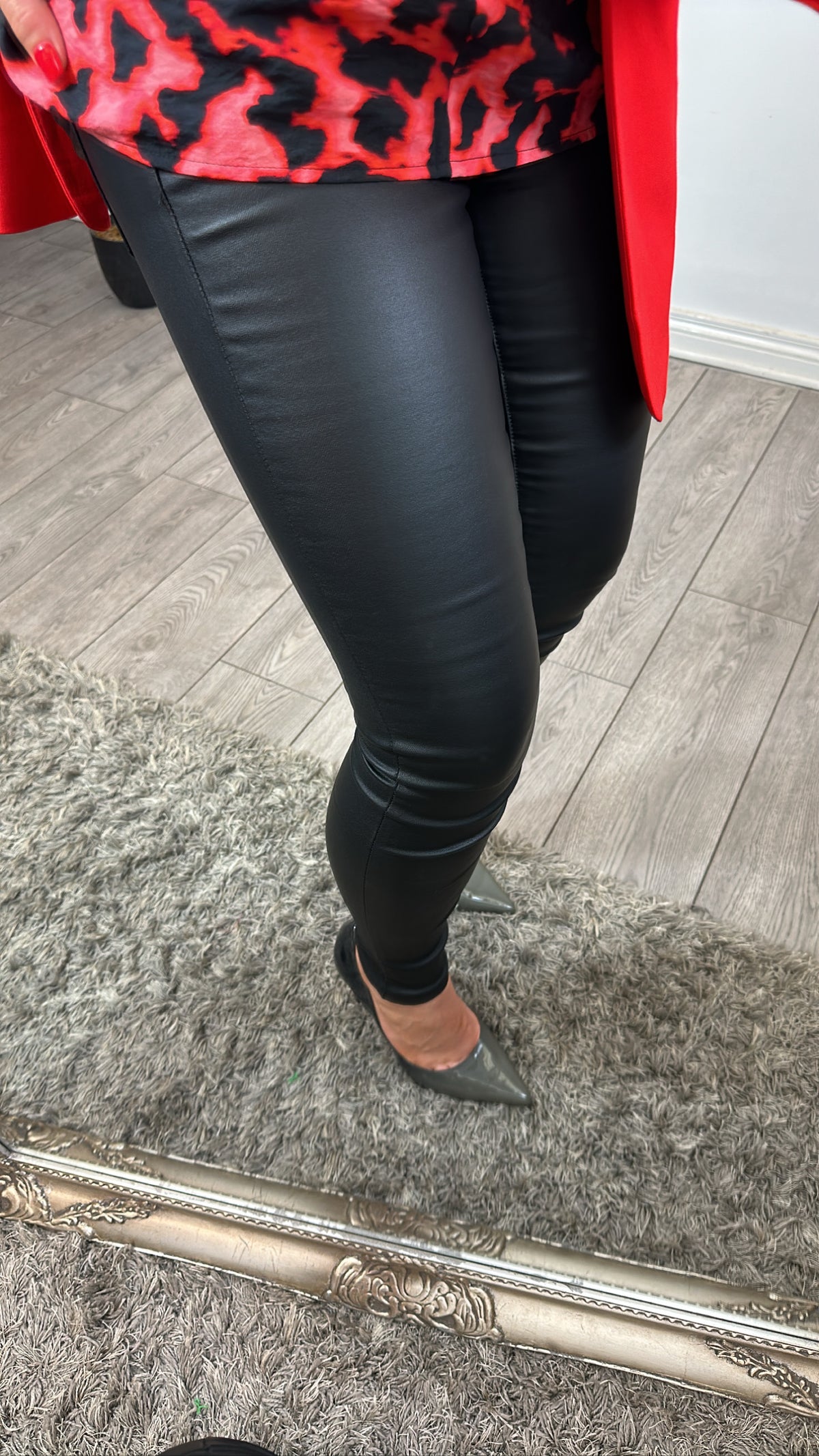 Toxik Ella Black Highwaisted Bum Lift Matte Coated Fleece Lined Jeans - PRE-ORDER (despatch 29th September)