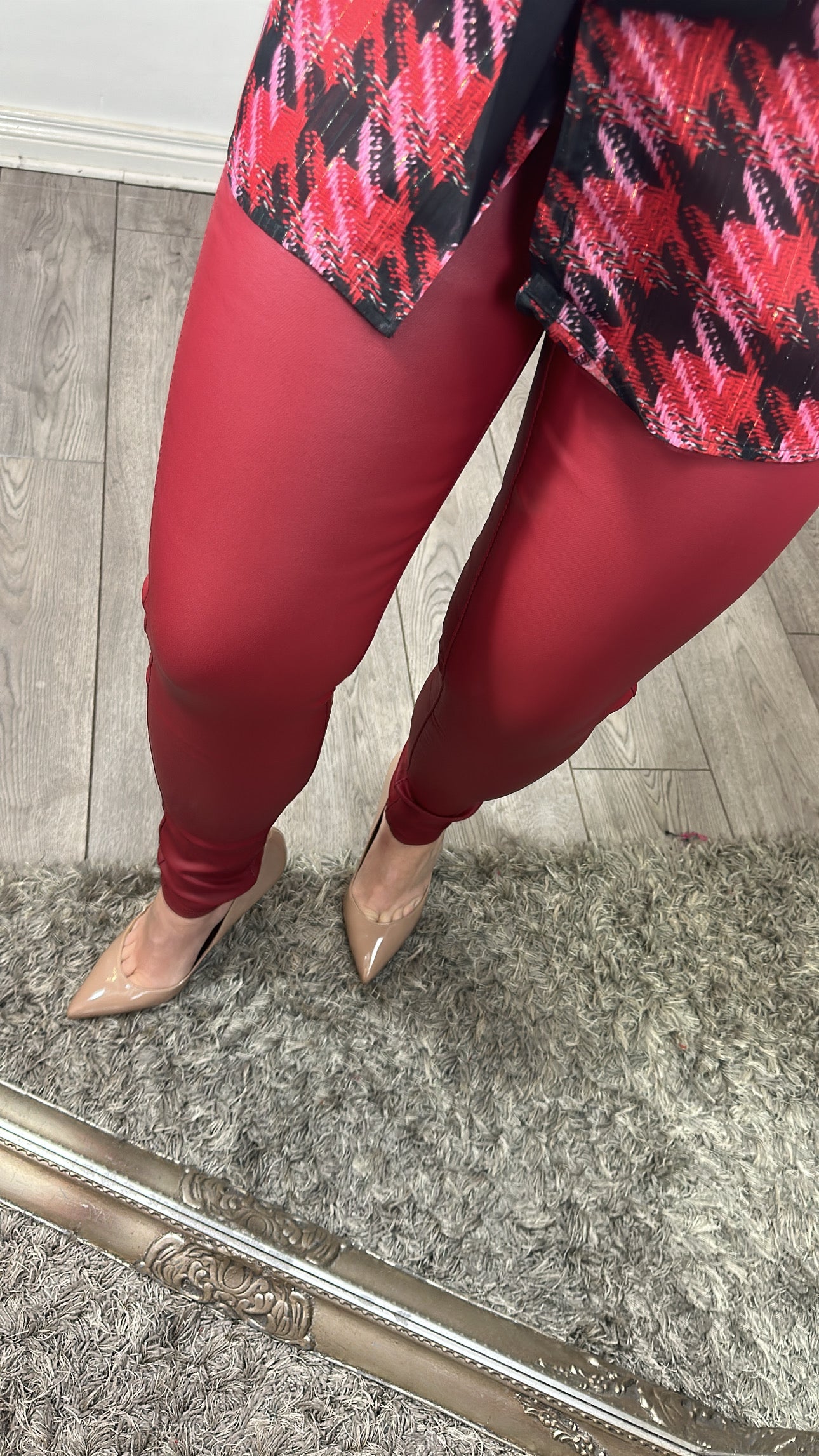 Red sale coated jeans