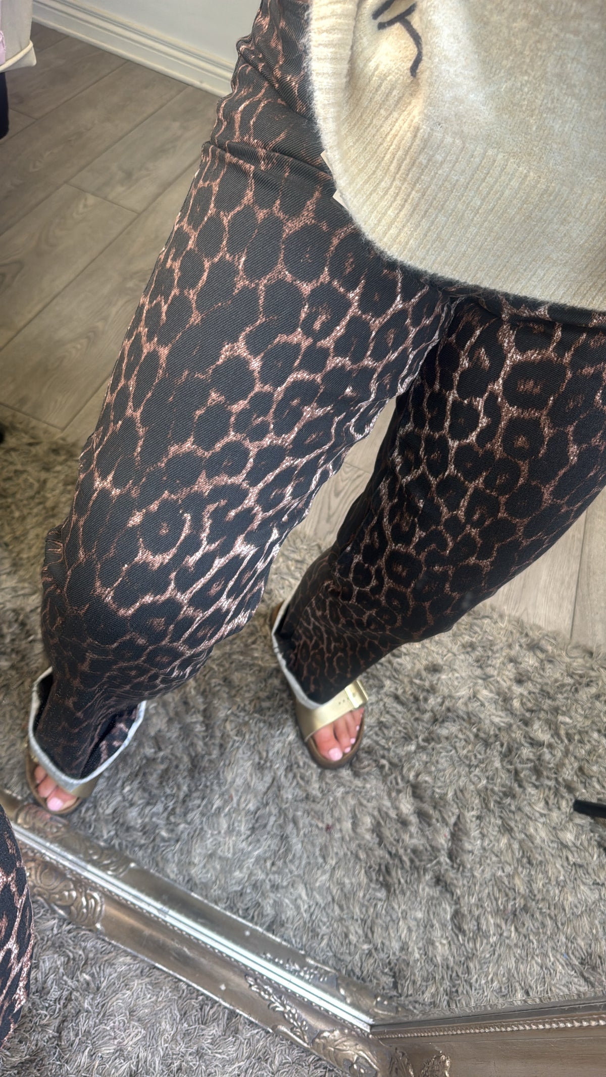 B.Young ByKenna Highwaisted Leopard Straight Leg Ankle Length Jeans, 20817019
