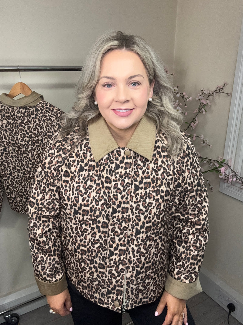 Saint Tropez Olivienne Leopard Print Jacket with Cord Collar
