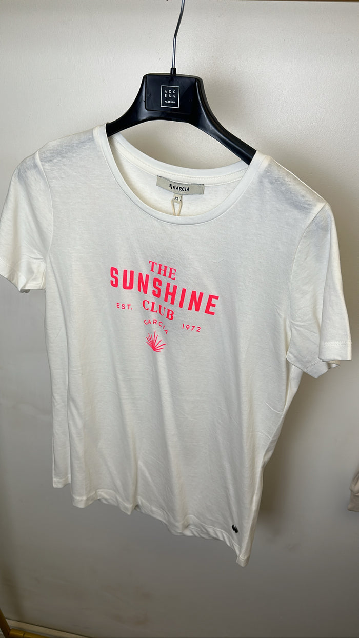 Garcia White T-Shirt with Pink Logo