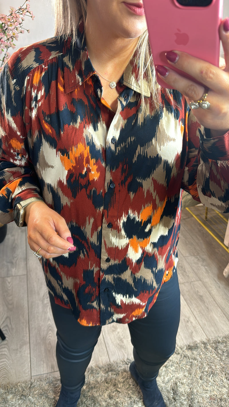 B.Young ByJosa Harvest Pumpkin Abstract Printed Shirt, 20815603