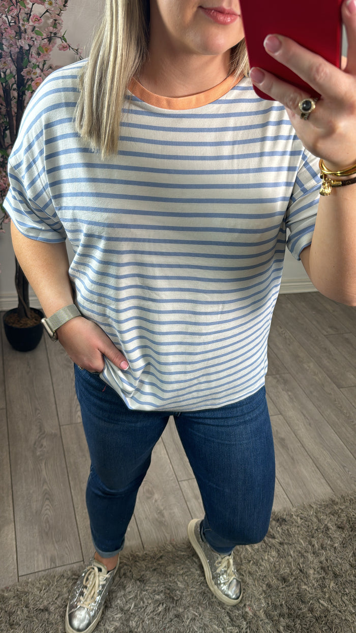 Fransa Frfeporsi Hydrangea Mix Oversized Stripe T-Shirt
