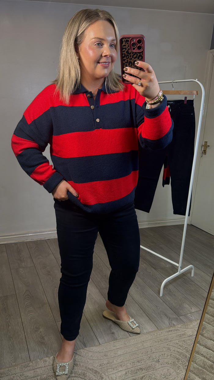 BACK IN STOCK - Toxik Highwaisted Boyfriend Dark Navy Cropped Jeans