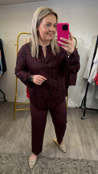 Kaffe Kasakura Fudge Burgundy Highwaisted Cigarette Trousers