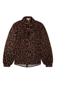 Garcia Hazel Bloom Leopard Tie Neck Shirt