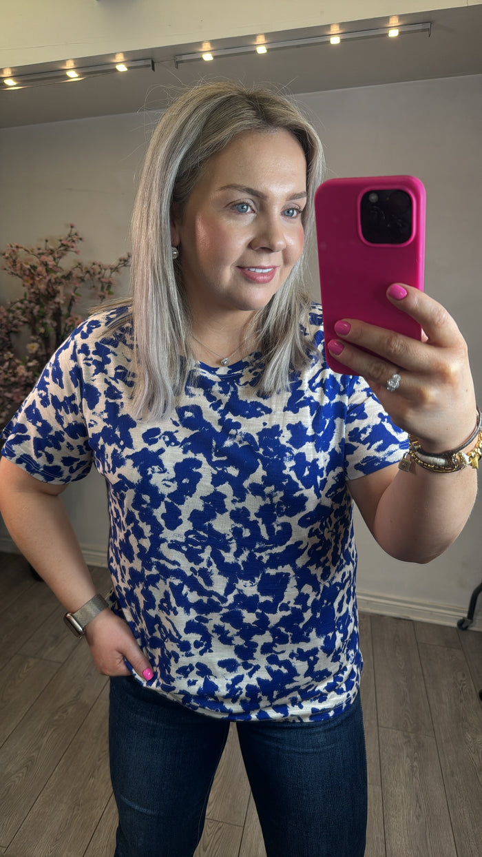 InWear Alma Shadow Blue Abstract Print T-Shirt