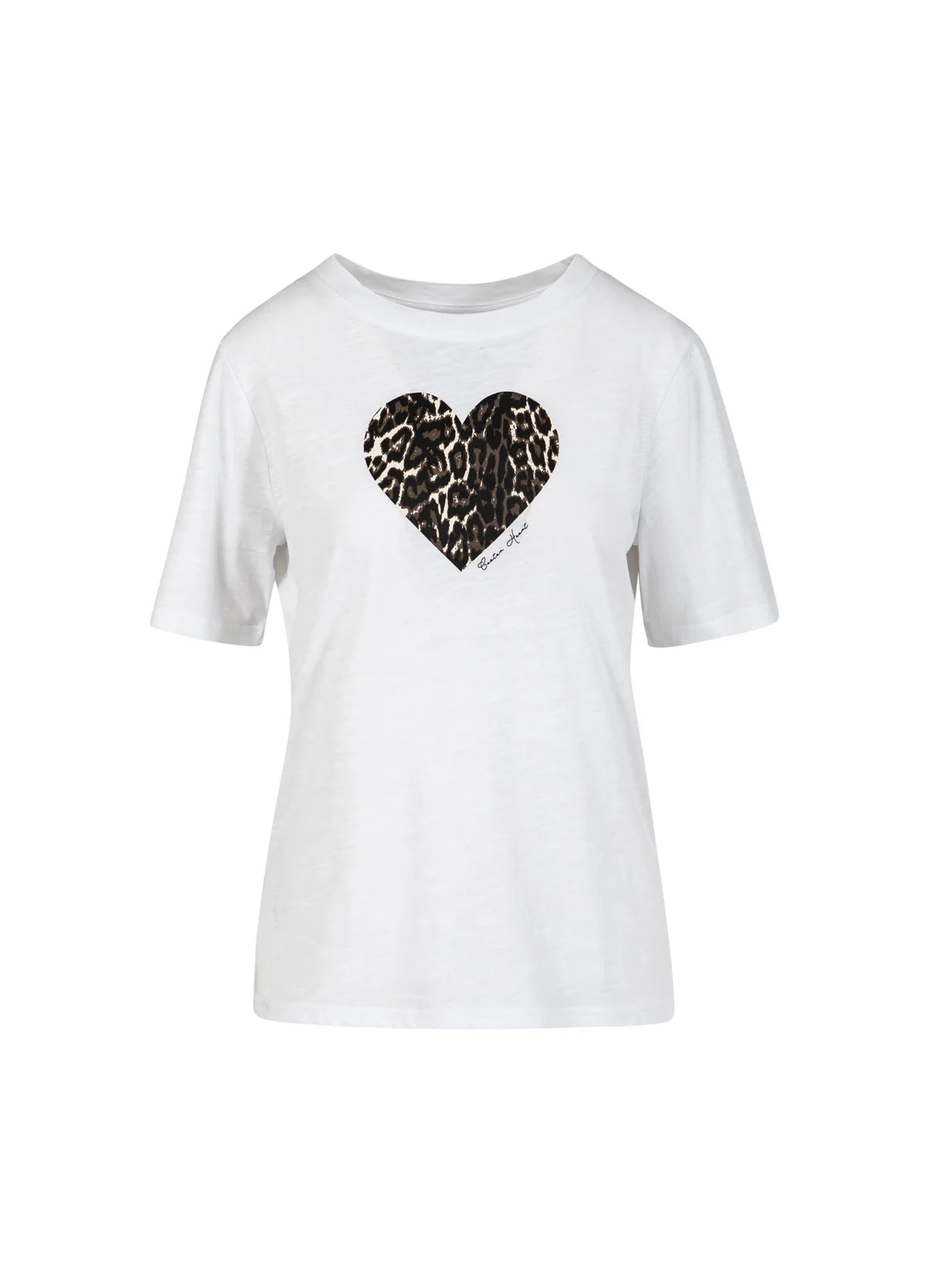 Coster Copenhagen White T-Shirt with Leopard Print Heart