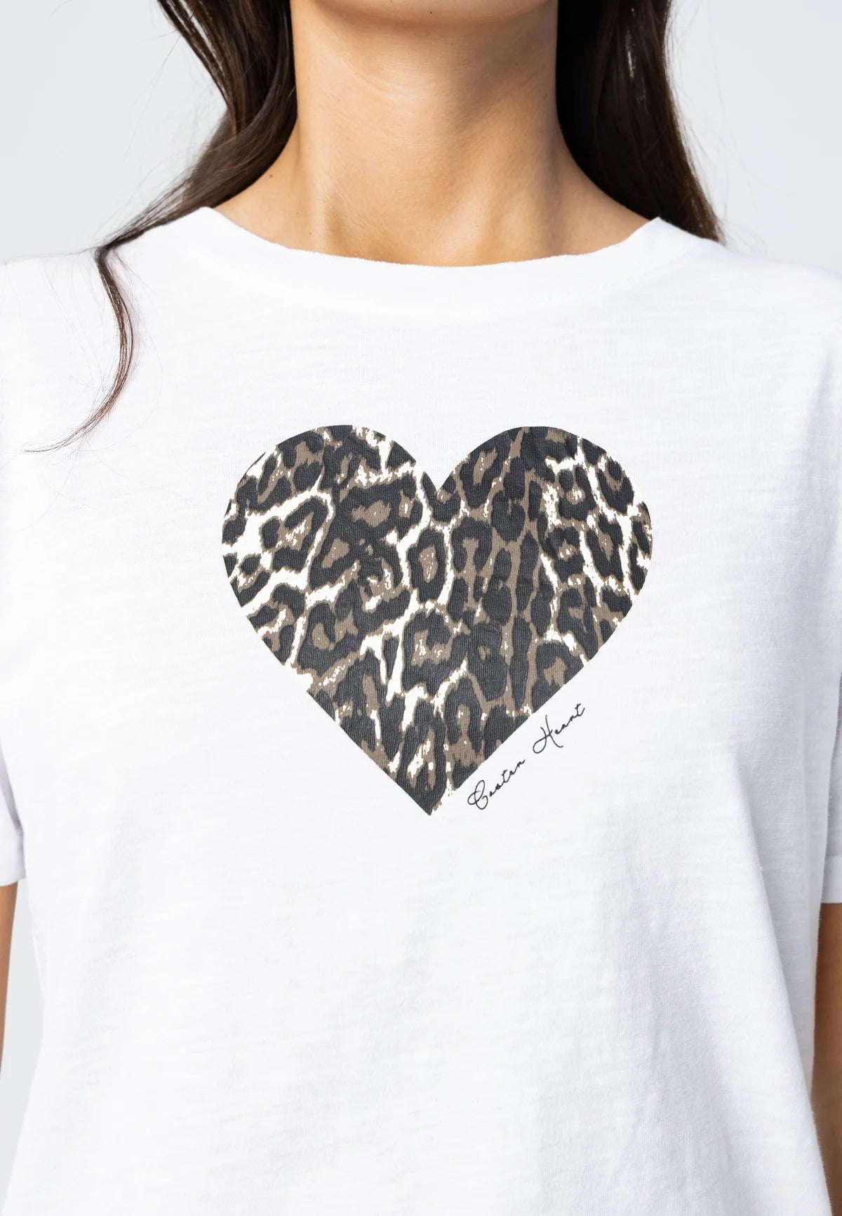Coster Copenhagen White T-Shirt with Leopard Print Heart