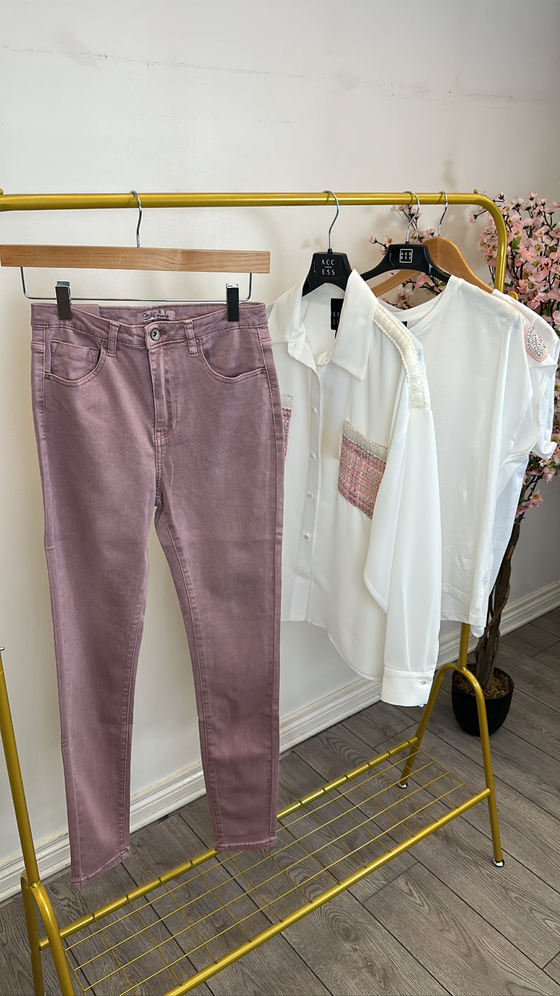 Toxik Highwaisted Original Dusky Pink Bum Lift Skinny Jeans