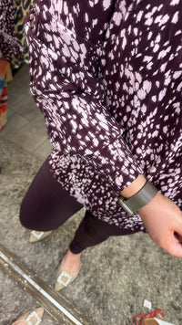 Saint Tropez Malika Fudge Burgundy Spot Animal Abstract Print Blouse, 30514405