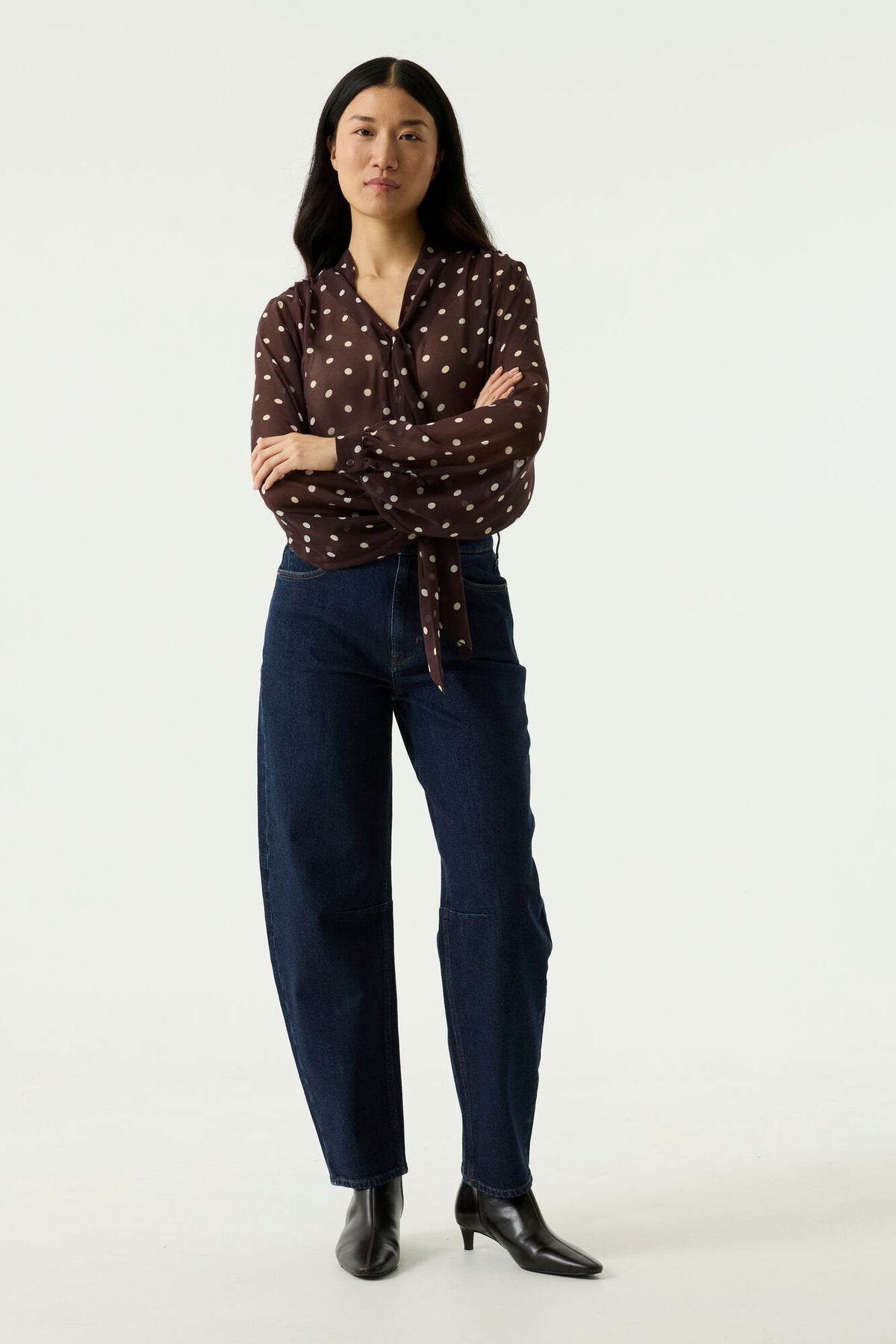 Garcia Hazel Bloom Polka Dot Tie Neck Shirt