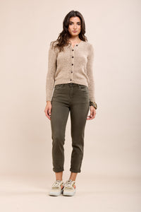 Toxik Highwaisted Boyfriend Khaki Cropped Jeans