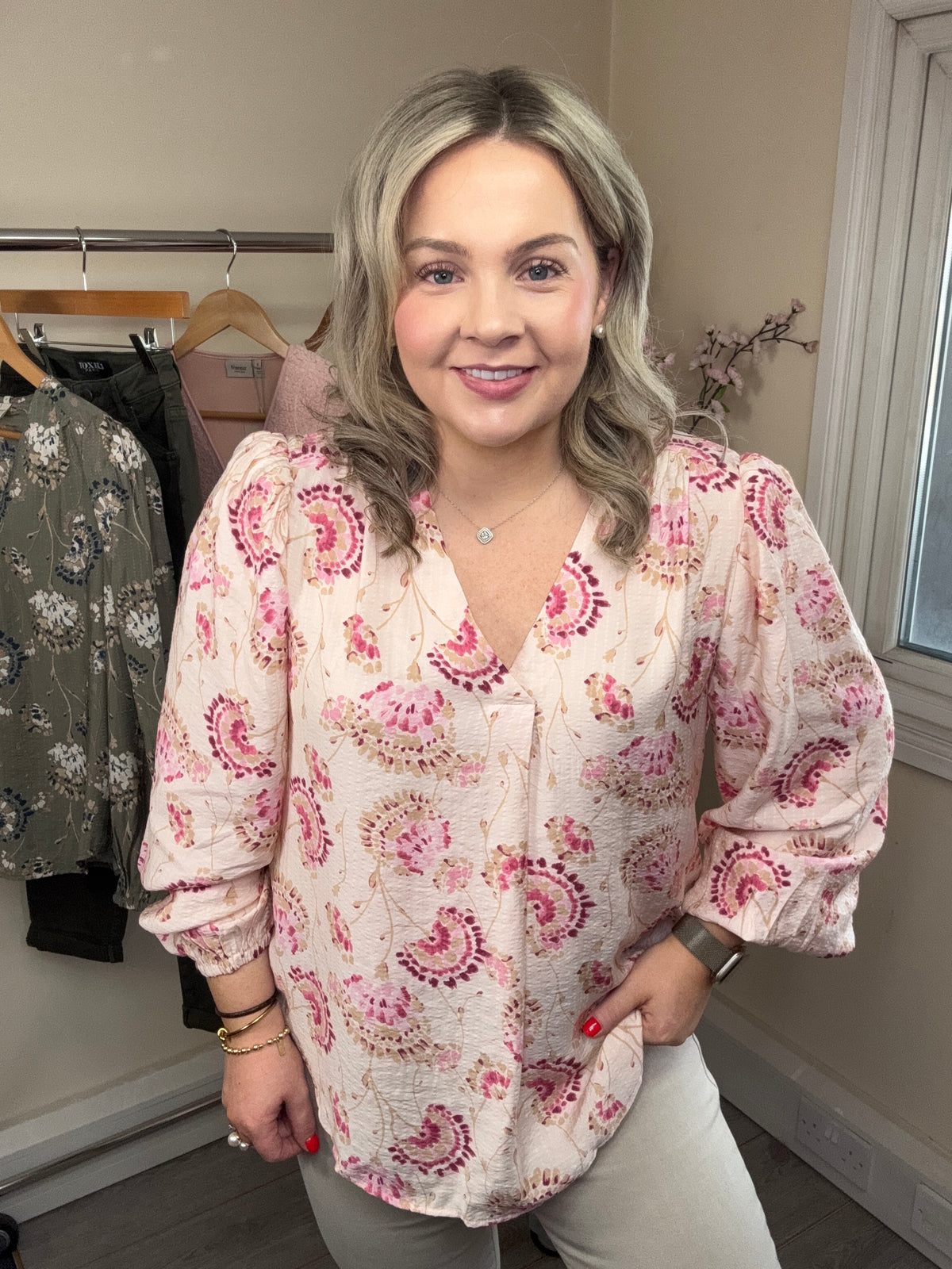 FRANSA FRKalia Orchid Floral V-Neck Blouse