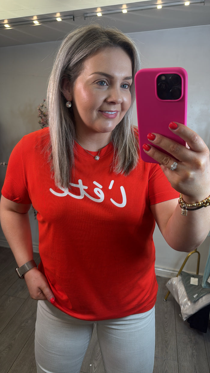 Saint Tropez Kortnea Poinciana Red Logo T-Shirt