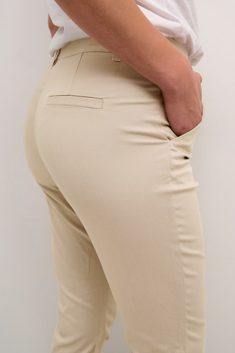 Kaffe Kalea Highwaisted Stone Beige Slim Leg Chino Trousers