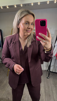 Kaffe Kasakura Fudge Burgundy Single Breasted Blazer, 10506684