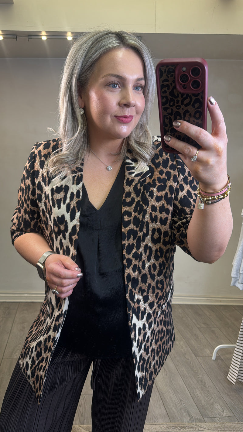 Soaked in Luxury Shirley Leopard Printed Blazer