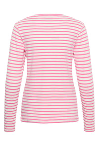 Kaffe Liddy Chalk/Power Pink Stripe Top with Black Heart