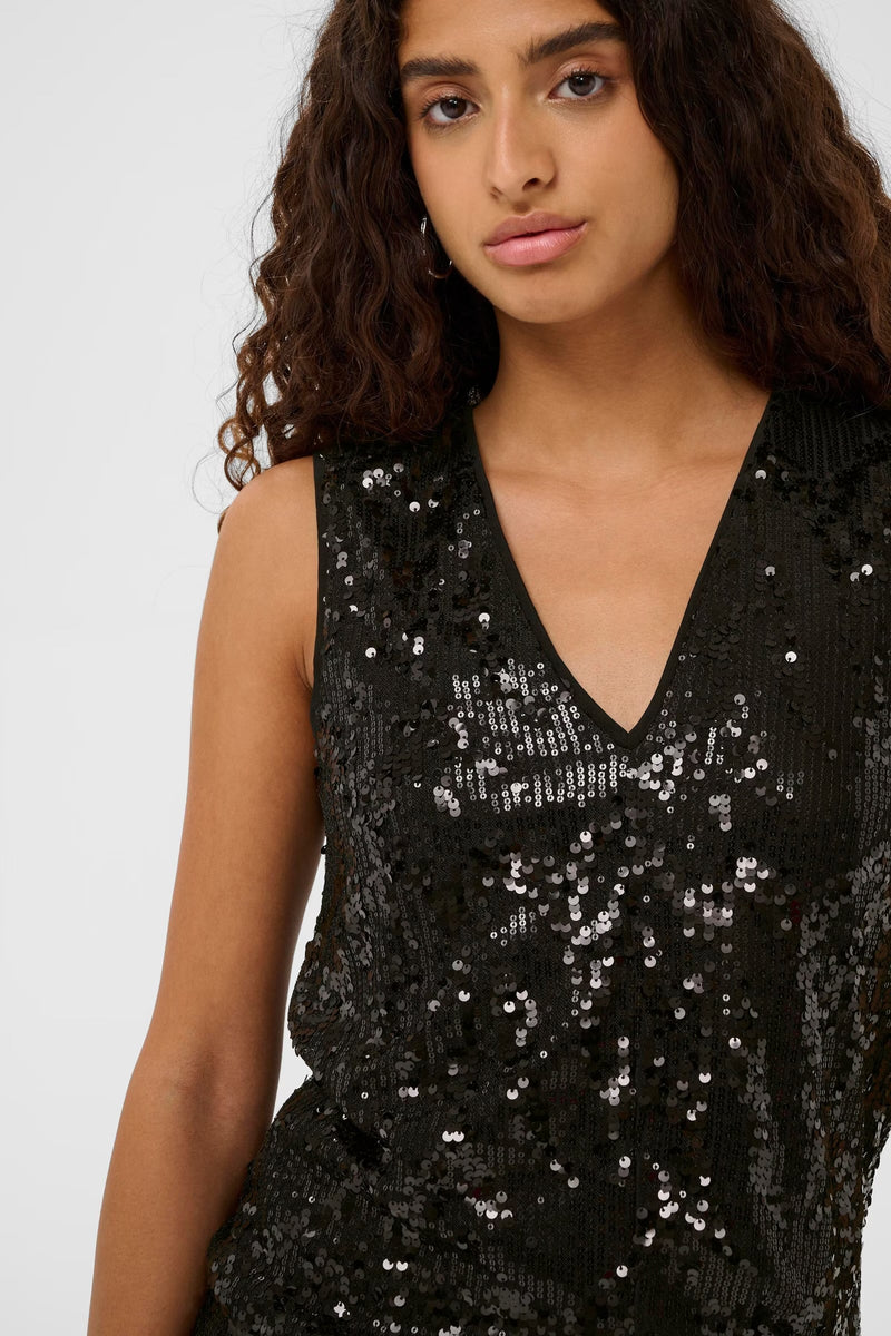 InWear KimbaIW Black Sequin V-Neck Blouse