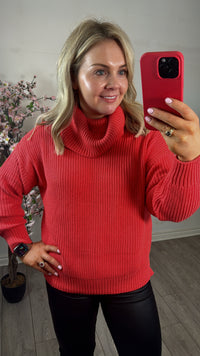 Saint Tropez Cloudy Cayenne Cowl Neck Knitted Pullover, 30513030