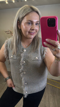 Coster Copenhagen Metallic Sand Lurex Knitted Waistcoat