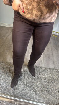 Toxik Highwaisted Boyfriend Chocolate Brown Cropped Jeans