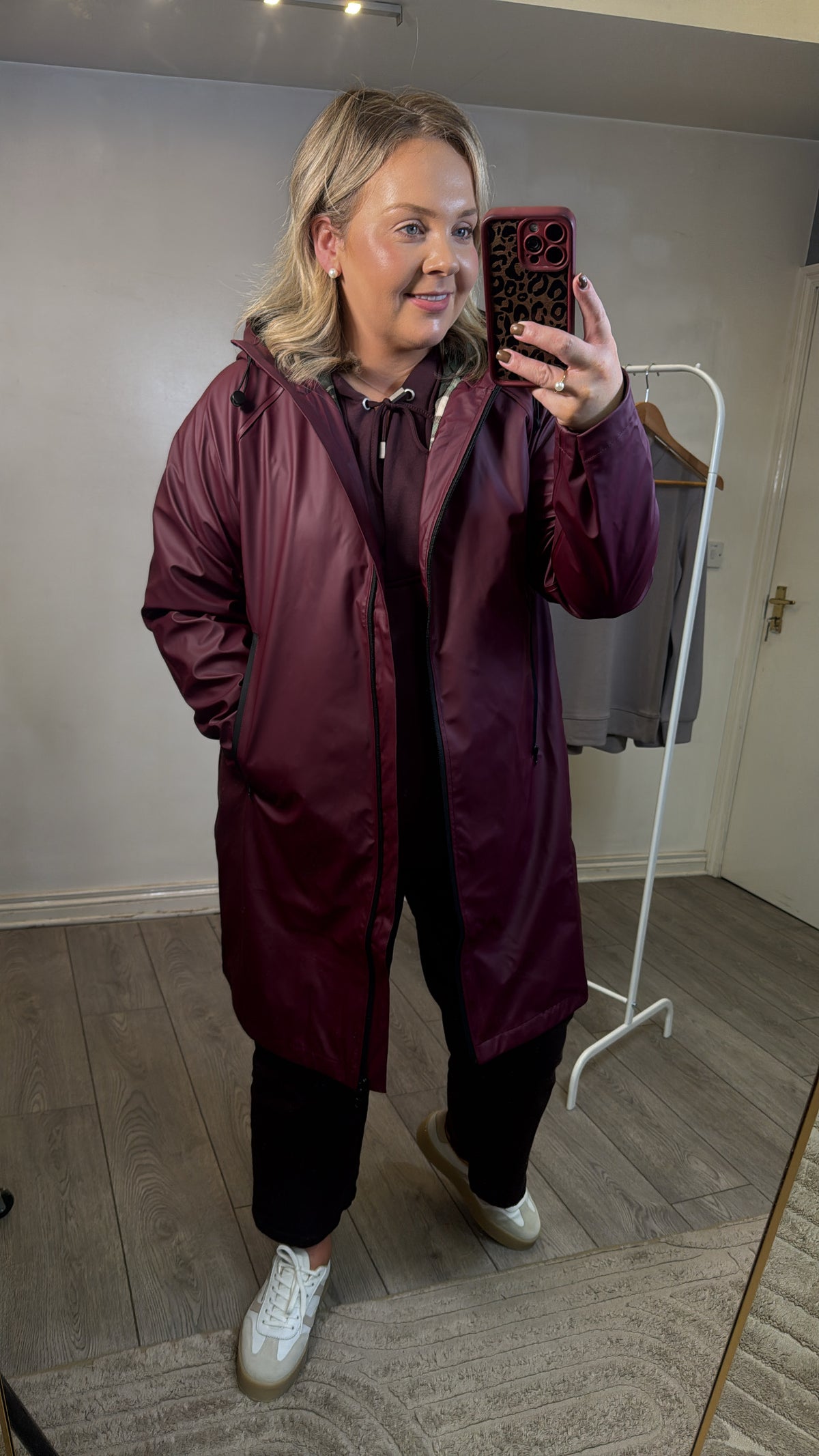 B.Young ByAvan Fig Burgundy Raincoat with Hood