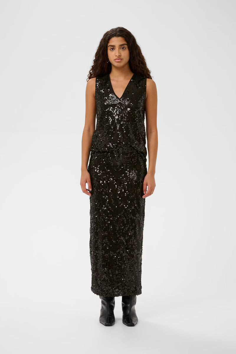 InWear KimbaIW Black Sequin V-Neck Blouse