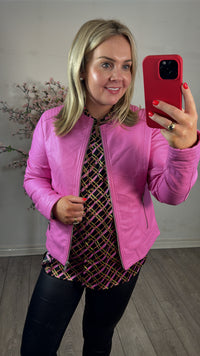 B.Young Byacom Super Pink Faux Leather Jacket