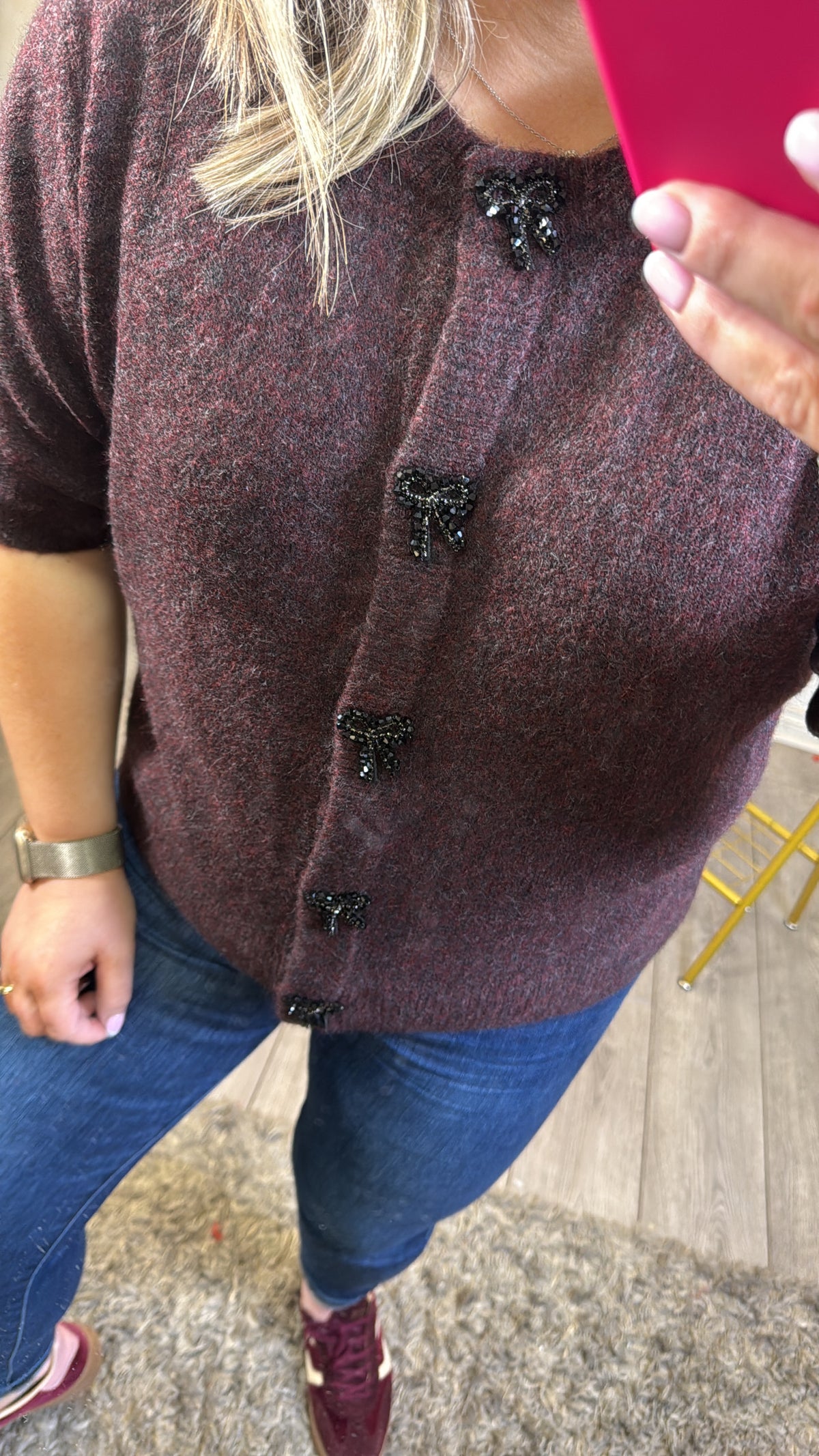 B.Young ByOmea Port Royale Embellished Bow Cardigan